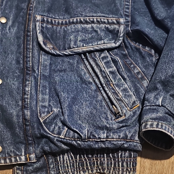 80s Levi's Bomber Jacket Leather Collar Westernwear Vintage Men Xlarge Retro - Picture 5 of 15